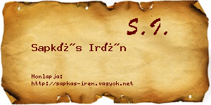 Sapkás Irén névjegykártya